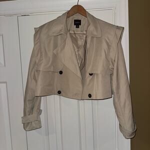 Gently Loved BOOHOO Khaki Cropped Trenchcoat Sz 10